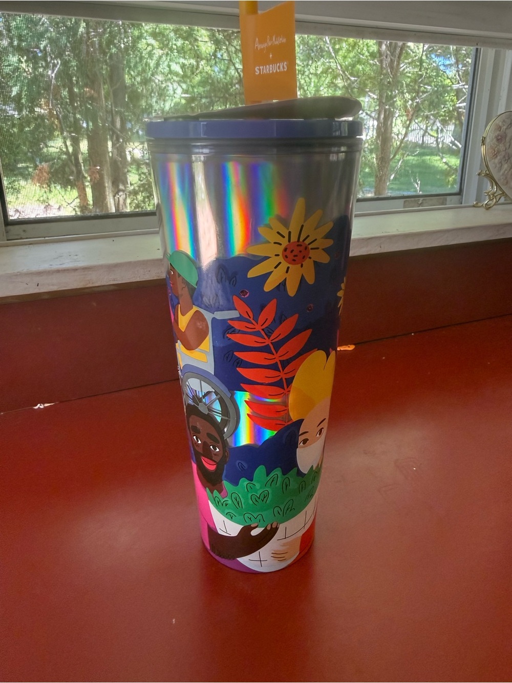 Starbucks Orange and Yellow Artist Collaboration Tumbler Lid